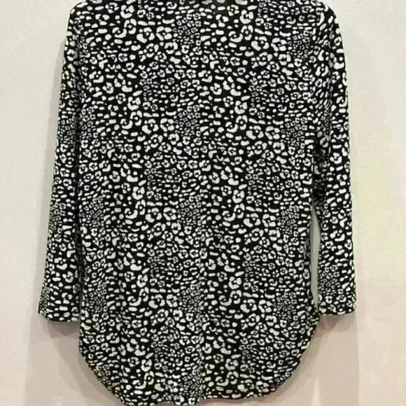 NWT!  FRED DAVID Ladies Leopard Print Black/White Blouse/Tunic Top Size Medium - Picture 9 of 11